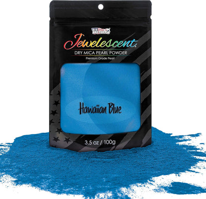 U.S. Art Supply Jewelescent Mica Pearl Pigment Powder, Hawaiian Blue 3.5 oz (100g) Pouch - Cosmetic Grade, Epoxy Resin Color Pigment, Mica Powder for Resin, Soap, Slime, Candle Dye, Art, Crafts