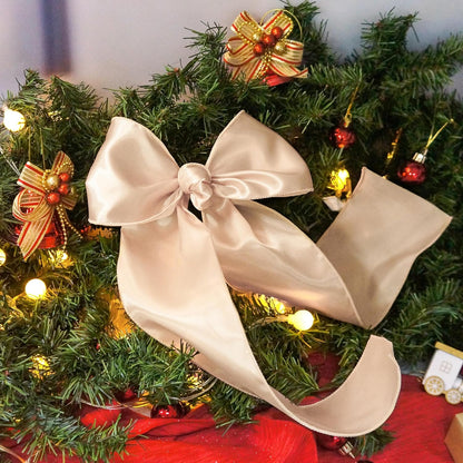 CT CRAFT LLC Satin Wired Ribbon 4 Inch x 20 Yards Champagne Gold for Christmas Home Décor Gift Wrapping Tree Topper Bow Wreath DIY Crafts, - Crafty Corner