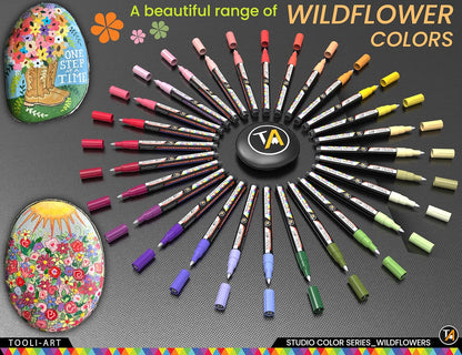 28 Wildflower Colors Acrylic Paint Pens Studio Color Series Markers Set 0.7mm Extra Fine Tip, Rock Painting, Glass, Mugs, Wood, Metal, Canvas, DIY, Detailing. Non Toxic, Waterbased, Quick Drying