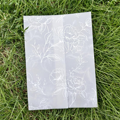 SWANGSA 50 Pack Vellum Jackets for 5x7 Invitations, Elegant White Rose Vellum Paper, 115GSM Translucent Invitation Sleeve Wraps for Wedding Bridal Baby Shower Birthday Envelopes