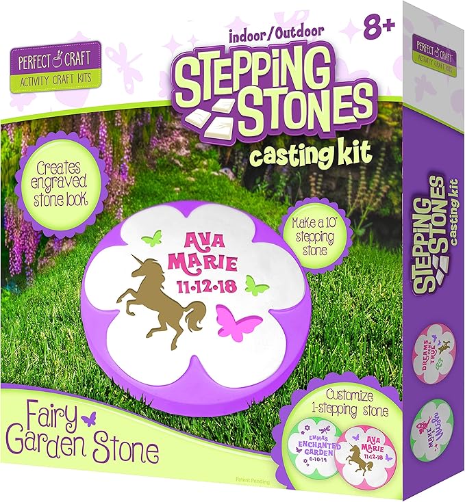 Perfect Craft Flower Garden Customizable Stepping Stone Cast & Paint Kit with Perfect Cast Casting Material