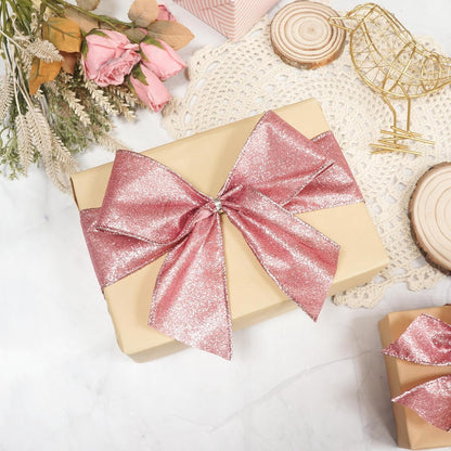 CT CRAFT LLC Glitter Wired Ribbon 2.5" x 10 Yards Rose Gold for Christmas Home Decor Bow Gift Wrapping DIY Crafts Wreath - Crafty Corner
