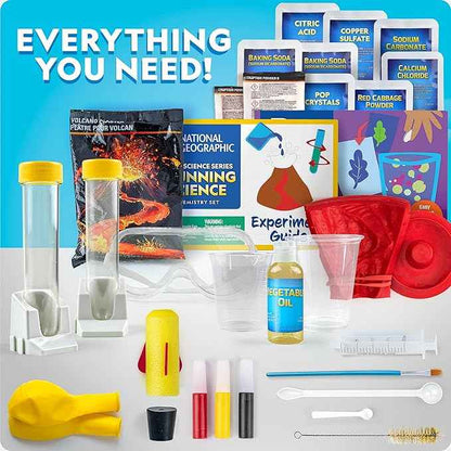 Blue Marble National Geographic Stunning Chemistry Set - Mega Science Kit with 45 Easy Experiments- Make a Volcano and Launch a Rocket, STEM Projects for Kids Ages 8-12, Science Toys