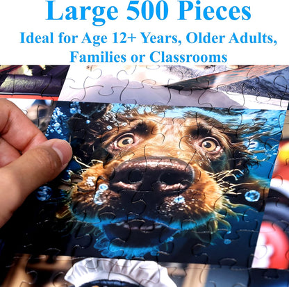 Think2Master Cute Dogs 500 Pieces Jigsaw Puzzle Featuring heartwarming Puppies and Dogs. Fun Teens, Seniors & Families. Great Gift for Kids Ages 13+ Size: 26.8” x 18.9”