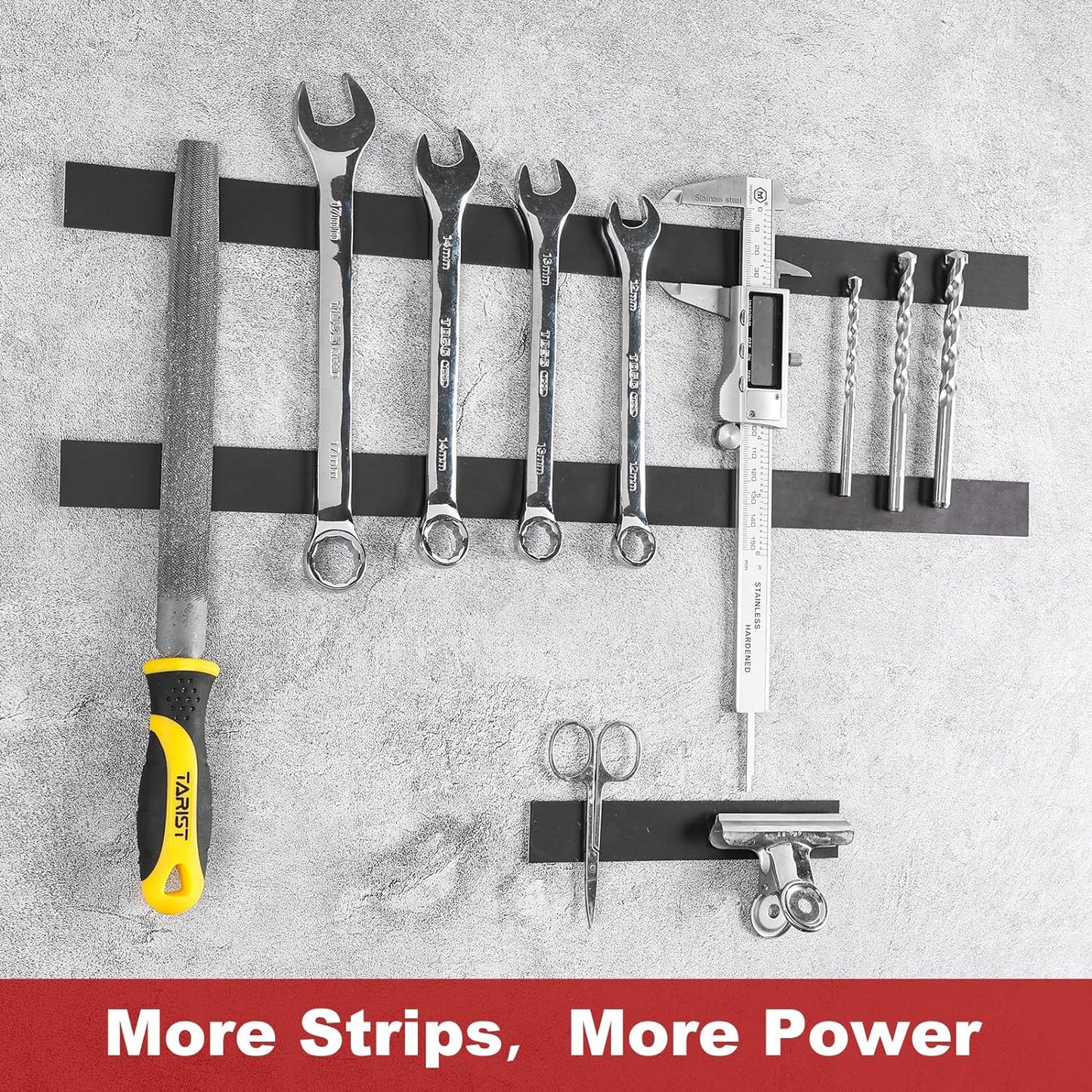 Magnetic Strip, Magnetic Tape Strips with Adhesive Backing (15 Pack, 6" x 1") Sticky Magnet Tape Strips Heavy Duty for Kitchen, Garage - Adhesive Knife Magnetic Tape Tool Holder Strip for Wall