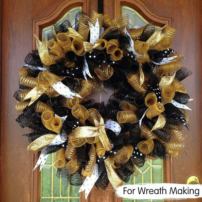 TONIFUL 2 Rolls 10 Inch Black Decorative Mesh Ribbbon Rolls, Fabric Mesh for Mesh Wreath Supplies, Front Door Wreath Crafts Tree Decor Christmas NewYears Halloween Decoration (10 yds/roll) - Crafty Corner