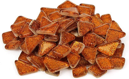 Milltown Merchants™ Orange Glitter Mosaic Tile Pieces - Bulk Sparkle Mosaic Tiles - 3 Pound (48 oz) Shimmer Tile Assortment for Backsplash, Murals, Stepping Stones, and Mosaics