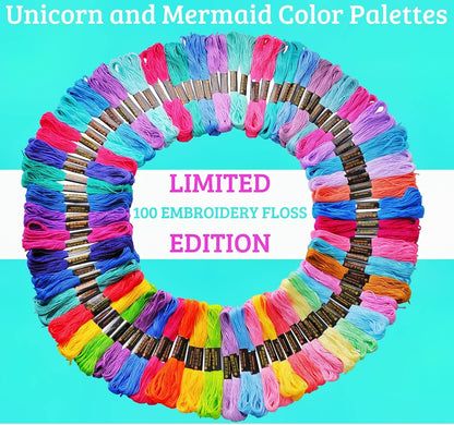 Athena’s Elements Embroidery Floss | Rainbow Thread for Embroidery, Cross Stitch Thread, Customized Independent Packaging（100 Colors）(Unicorn Color Palettes)