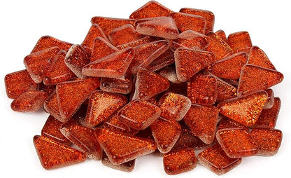 Milltown Merchants™ Orange Glitter Mosaic Tile Pieces - Bulk Sparkle Mosaic Tiles - 1 Pound (16 oz) Shimmer Tile Assortment for Backsplash, Murals, Stepping Stones, and Mosaics