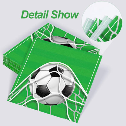 Aodaer 48 Pieces Soccer Paper Napkins Disposable Football Party Napkins Sports Ball Napkins Soccer Cocktail Dinner Napkin Set 13" x 13" Unfolded Football Tableware Napkins for Sports Party Supplies