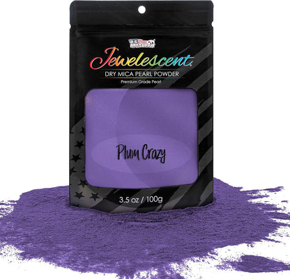 U.S. Art Supply Jewelescent Mica Pearl Pigment Powder, Plum Crazy 3.5 oz (100g) Pouch - Cosmetic Grade, Epoxy Resin Color Pigment, Mica Powder for Resin, Soap, Slime, Candle Dye, Art, Crafts
