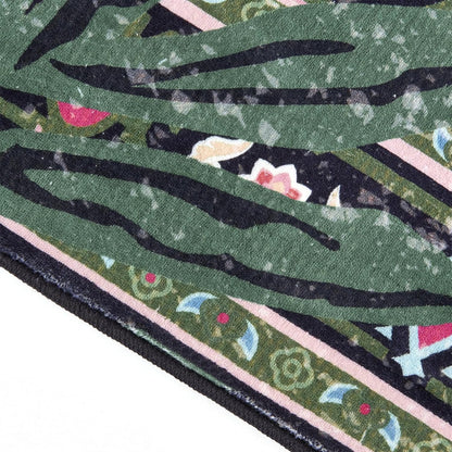 Oriental Tropical Kitchen Runner Rug 2x5 Washable, Thin Stain Resistant Black Boho Bathroom Runner Rug for Hallway Entryway Bedroom Laundry, Vintage Abstract Hippie Botanical Long Carpet