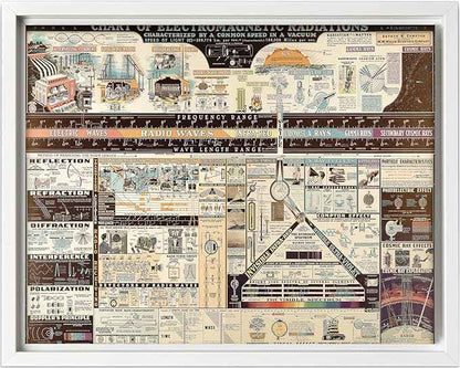 Poster Master Science Canvas - Chart of Electromagnetic Radiations Print - Electric Waves Art - Gift for Teacher, Student - Great Decor for Classroom, Library, Dorm - 16x20 White Framed Canvas
