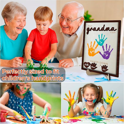 10" Hands Down Best Grandma Ever DIY Handprint Gifts for Grandma with Paints, Craft for Nana from Kids, Family Keepsake Plaque Birthday Gift Mother's Day for Grandmother, Grammy HF620