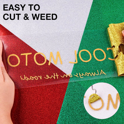 HTVRONT Gold Glitter HTV Heat Transfer Vinyl Rolls - 10" x 8ft Gold Glitter HTV Vinyl for Shirts, Glitter Iron on Vinyl for All Cutting Machine - Easy to Cut & Weed for Heat Vinyl Design (Gold)
