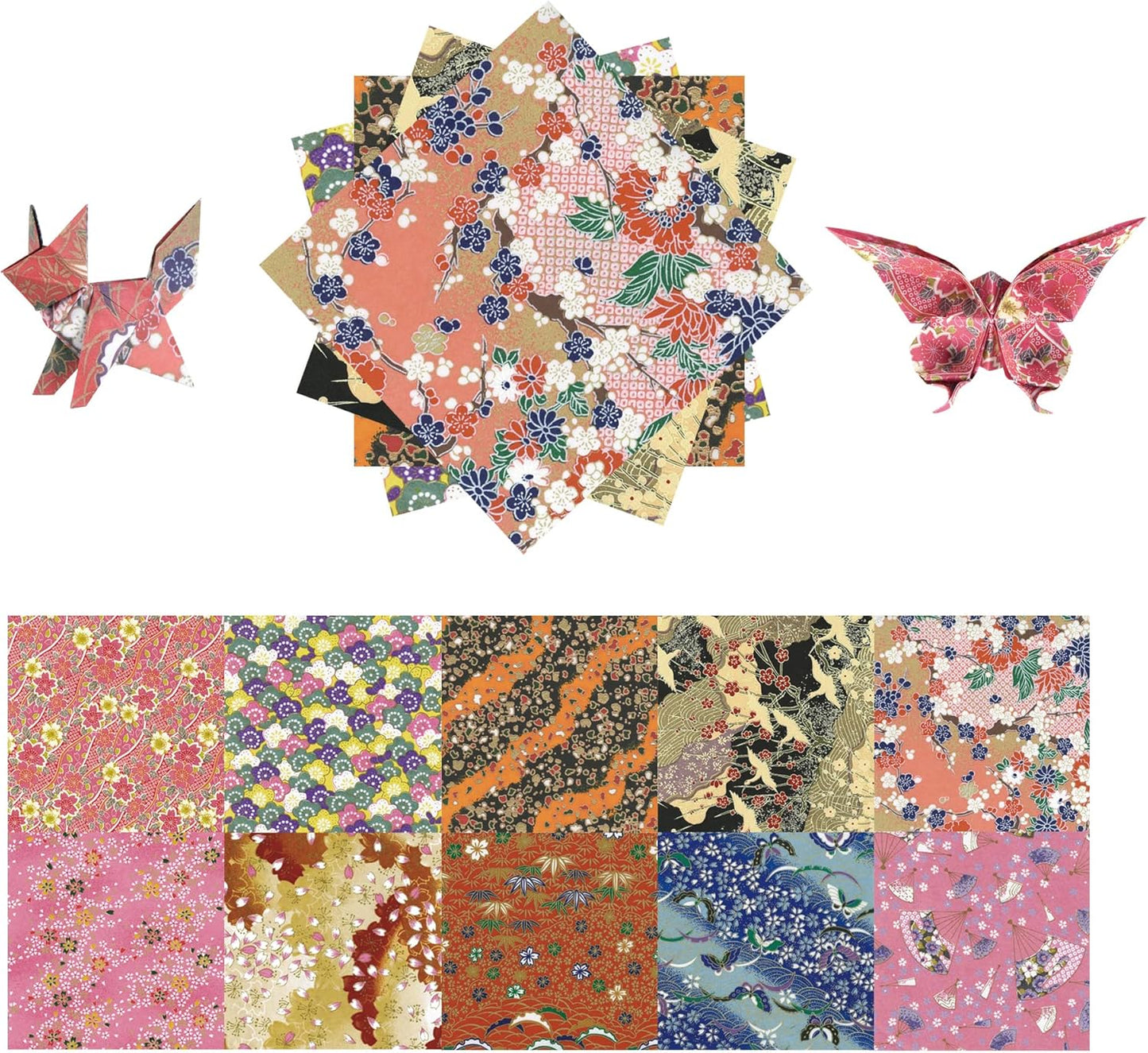 Origami Paper Kit 50 Sheets 6 Inch Square Double Sided Color 10 Vivid Sakura Washi Chiyo Colors for Hand Crafts Origami Paper Arts Creativity.Cherry Blossoms - Crafty Corner