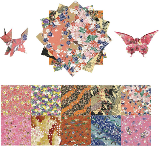 Origami Paper Kit 50 Sheets 6 Inch Square Double Sided Color 10 Vivid Sakura Washi Chiyo Colors for Hand Crafts Origami Paper Arts Creativity.Cherry Blossoms - Crafty Corner
