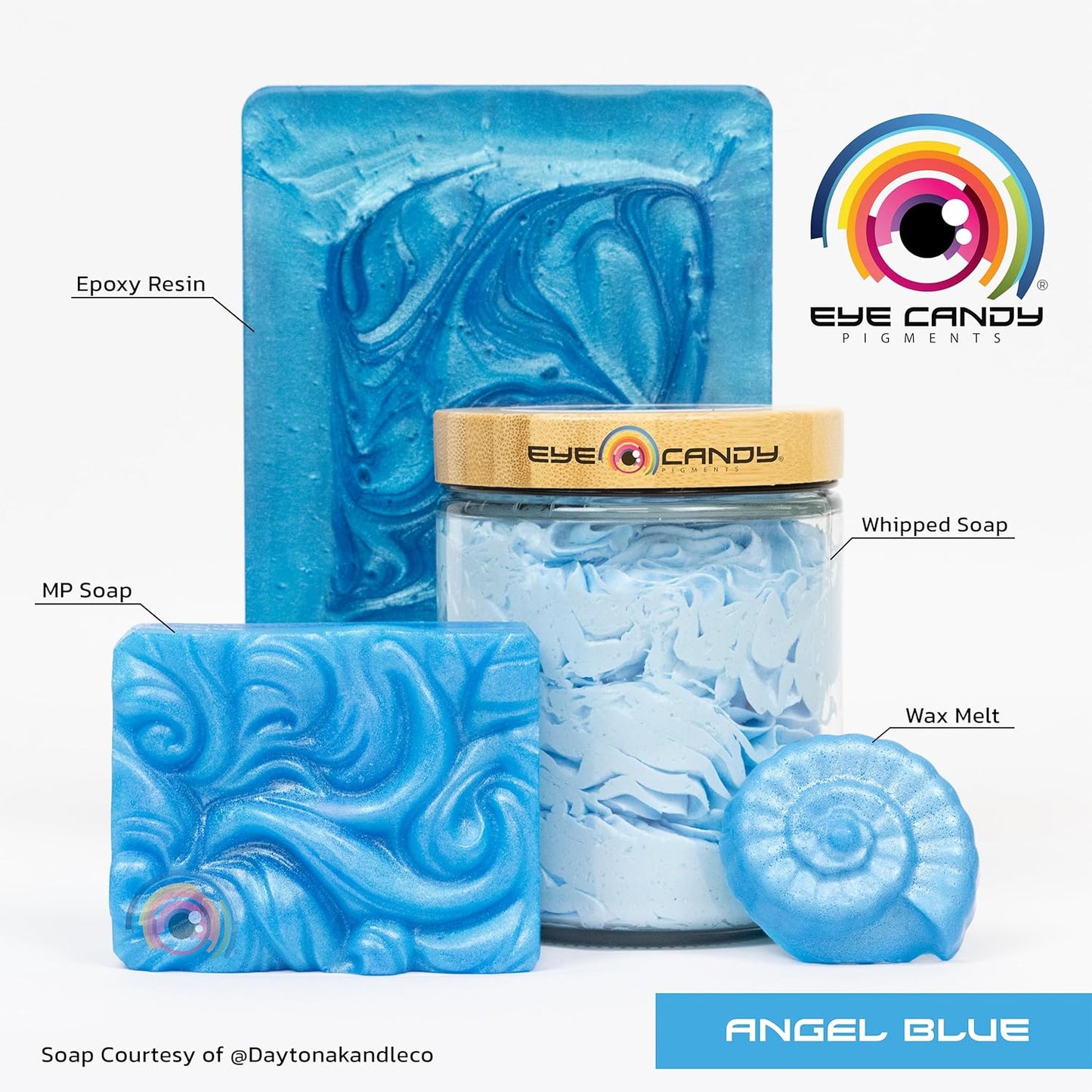 Eye Candy Pigments Premium Blue Mica Powder - Angel Blue (50gr) - for Epoxy, Resin, Soap, Paint, Woodworking, Acrylic Pouring, Bath Bombs, Fishing Lures - DIY Arts and Crafts Additive