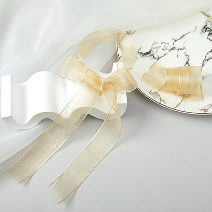 1 Inch Wide Sheer Chiffon Ribbon - Pearl Silk Woven Ribbon Suitable for Gift Wrapping, Wedding Decor, Home Decor, Girl Hair Accessories Handmade DIY (25 Yards/roll) (Champagne) - Crafty Corner