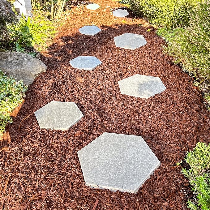 AUTUMN 14" Hexagon Stepping Stone Mold - DIY Concrete Cement Path Maker for Garden Walkway - Made in USA - Decorative Hexagonal Garden Statue & Pathway Mold