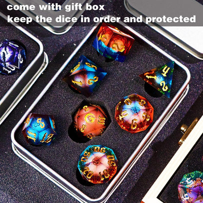 Gradual Magic Red Moon Liquid Core DND Dice Sets for Role Playing Games, Unique RPG Dungeon and Dragons Dice Set with Gift Box, Mystery Liquid Core D&D Dice Set for Gift