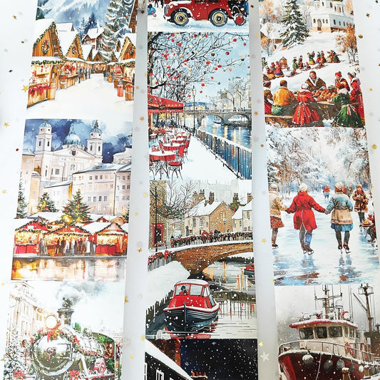 Washi Tape Set,3 Rolls City Landscape Stickers for Journaling,Christmas Washi Tape Stickers for Junk Journal Supplies,Scrapbooking,Notebook,Phone Case,DIY Craft(Victoria)