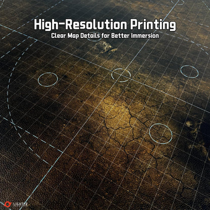44'' x 60'' Battle Mat Gridded War-Gaming Mat for WH40K - Made of Synthetic Leather, 1.1mm Thickness (Doomsday Barrens)