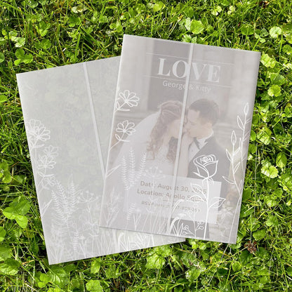 HAUTOCO 200 Pack Vellum Jackets for 5x7 Invitations, Pre-Folded Translucent 135GSM Vellum Paper Wraps, White Flower Envelope Liners Wedding Invitations Accessories