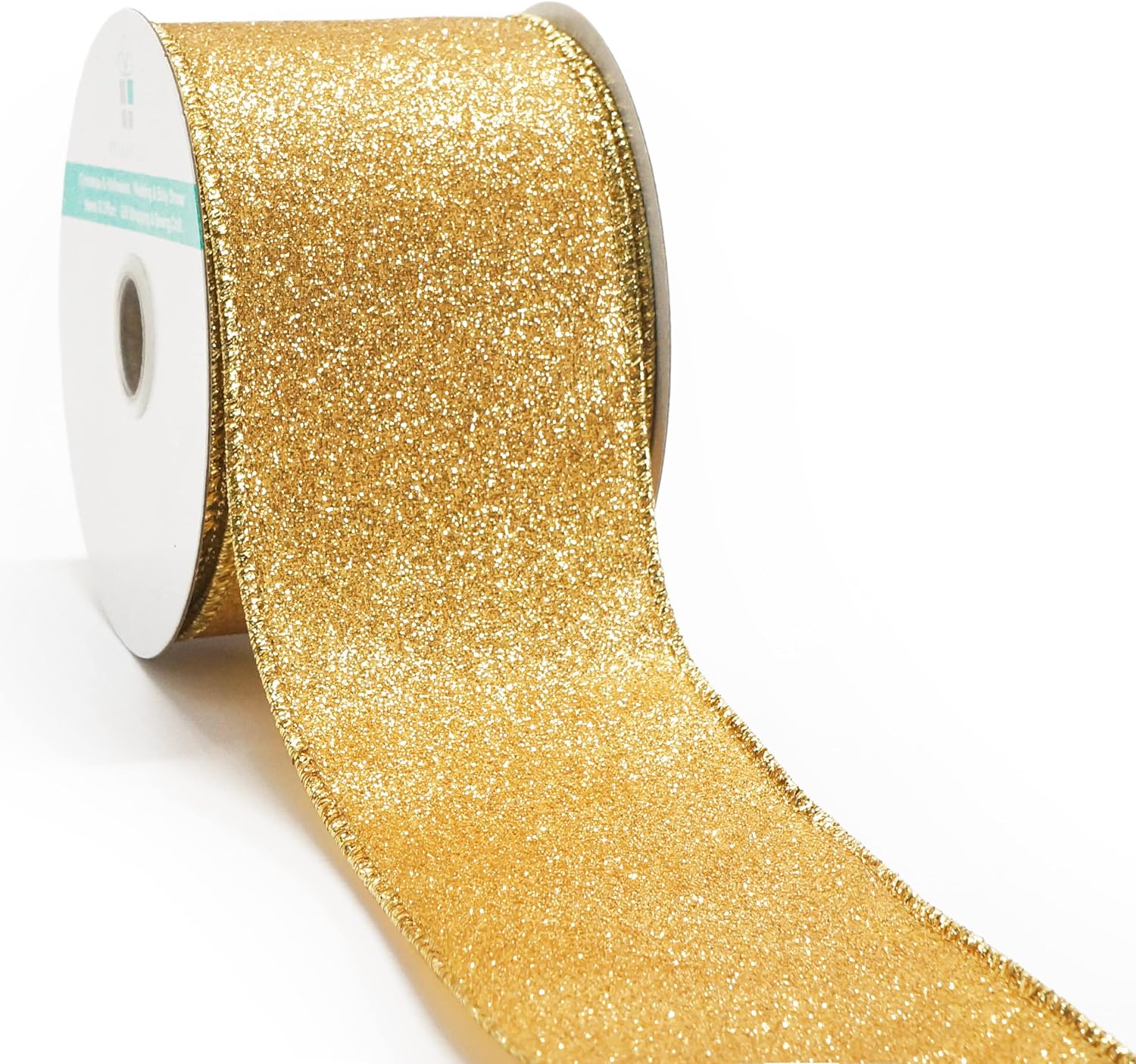CT CRAFT LLC Glitter Wired Ribbon 2.5" x 10 Yards Yellow Gold for Christmas Home Decor Bow Gift Wrapping DIY Crafts Wreath - Crafty Corner