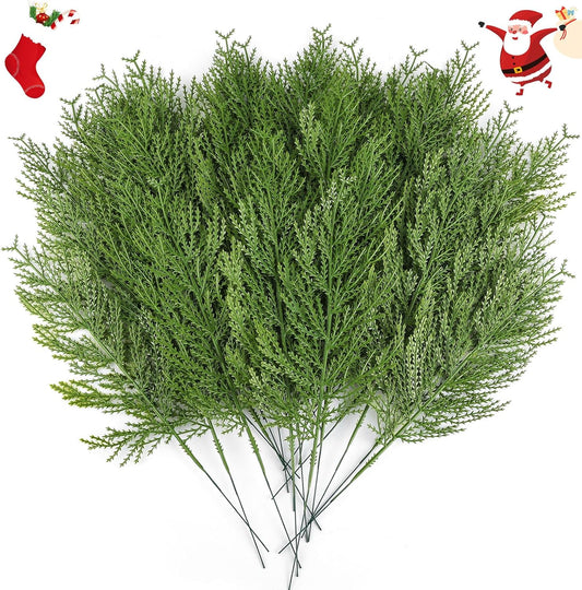 Hananona 40 Pcs Artificial Cedar Picks Faux Cedar Branches Fake Cypress Stems Plastic Pine Greenery Christmas Picks and Sprays DIY Accessories for Crafts Wreath Holiday Home Decor (40, Green) - Crafty Corner