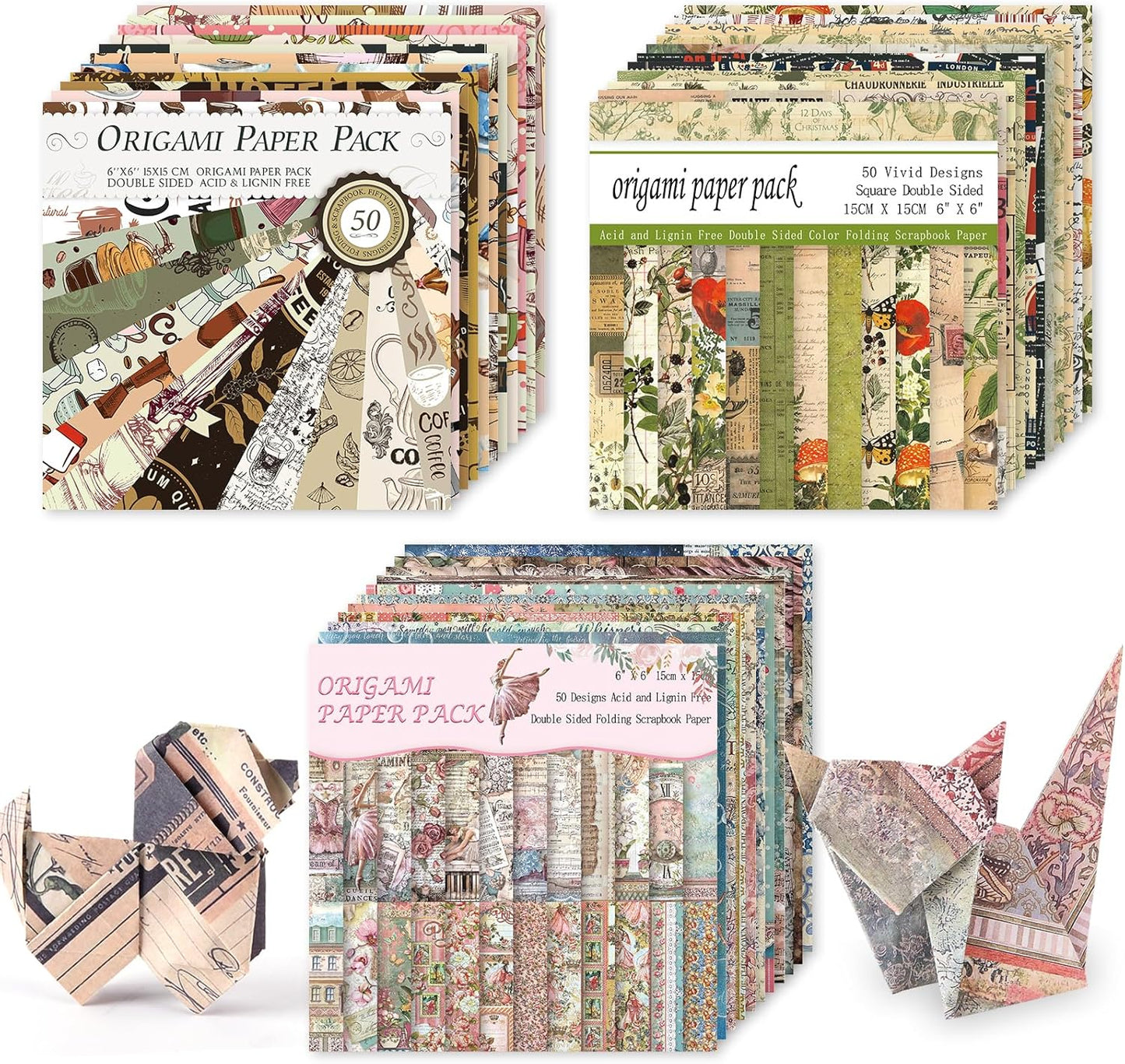 Origami 6x6 Paper Kit 150 Sheets 150 Vivid Colors Double Sided Same Printed Traditional Patterns Square for Arts Crafts Projects Japan Traditional Chiyo.Manor - Crafty Corner