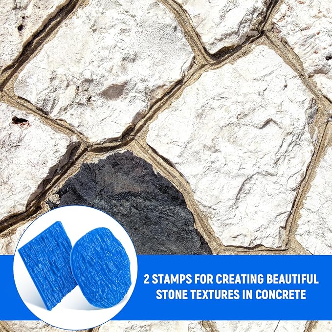 2 Pcs 6" x 7" Concrete Stamps Mats Set Decorative Concrete Stamps Molds Concrete Stamping Tools Stone Texture Stamp Kit Concrete Cement Countertop DIY Projects