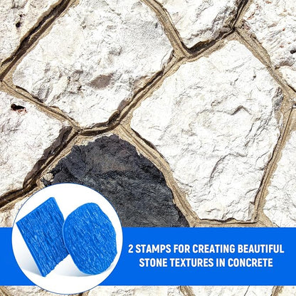 2 Pcs 6" x 7" Concrete Stamps Mats Set Decorative Concrete Stamps Molds Concrete Stamping Tools Stone Texture Stamp Kit Concrete Cement Countertop DIY Projects