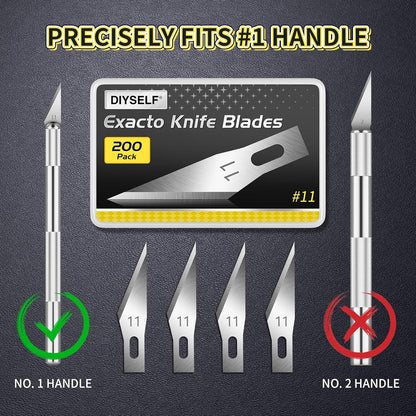 DIYSELF 200 PCS Exacto Knife Blades #11, Exacto Knife Replacement Blade, High Carbon Steel #11 Blades Refills with Storage Case, Hobby Knife Blade 11 for Craft, Hobby, Scrapbooking, Stencil, Leather