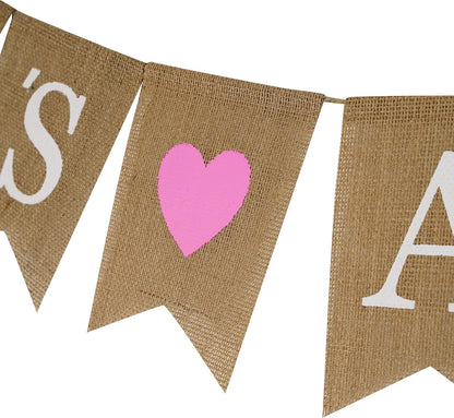 MEEDEE Burlap Banner Welcome Baby Girls Banner Rustic Baby Shower Party Favors Decorations Banners and Signs Baby Shower Bunting Pink (3 Pieces) - Crafty Corner