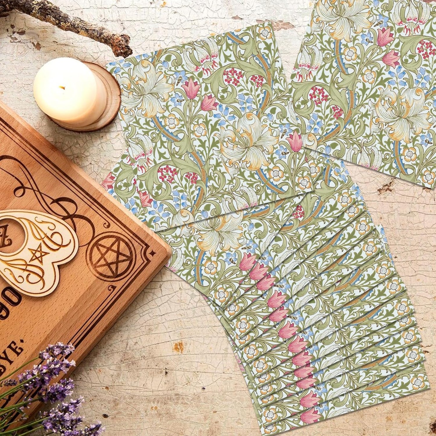 William Morris Party Napkins, 40PCS Greenery Floral Paper Napkins Disposable, Golden Lily White Green Wildflowers Party Supplies for Wedding Bridal Shower Theme Birthday Party Decorations 6.5 Inch