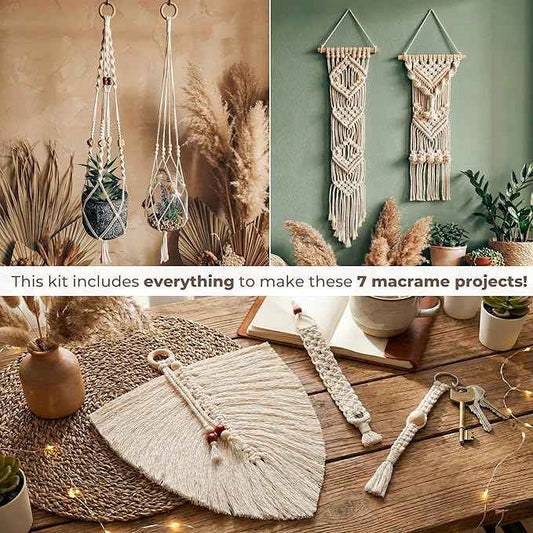 MIGO Creates Macrame Kits for Adults Beginners with 126 Macrame Supplies and 7 Projects E-Book: DIY Macrame Kit with 165 Yards Macrame Cord and Craft Supplies & Materials to Start Macrame!