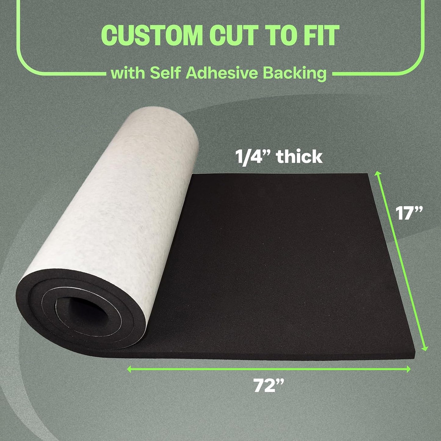 XCEL Marine Foam Roll with Self Adhesive – Black, 72" x 17" x 1/4" Closed Cell Foam Rubber Water Resistant Padding Sheet Home, Marine, Garage, Auto Insulation & Cosplay (Black, 72" x 17" x 1/4")