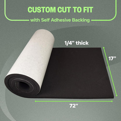 XCEL Marine Foam Roll with Self Adhesive – Black, 72" x 17" x 1/4" Closed Cell Foam Rubber Water Resistant Padding Sheet Home, Marine, Garage, Auto Insulation & Cosplay (Black, 72" x 17" x 1/4")