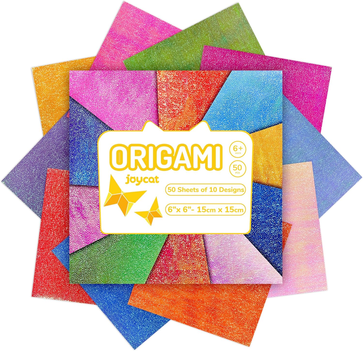 Textured Origami Paper 6x6 Inches - 50 Sheets Durable and tear-resistant with Artistic Patterns - Premium Craft Paper for Beginners & Experts, Ideal for Scrapbooking, Card Making and DIY Crafts - Crafty Corner
