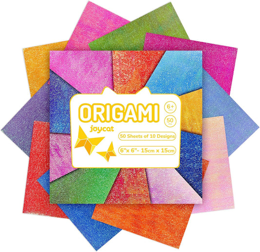Textured Origami Paper 6x6 Inches - 50 Sheets Durable and tear-resistant with Artistic Patterns - Premium Craft Paper for Beginners & Experts, Ideal for Scrapbooking, Card Making and DIY Crafts - Crafty Corner
