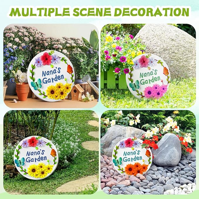 Juexica DIY 9.5 Inch Grandma's Garden Stepping Stone, Woman Gifts for Mom, Paint You Own Garden Stepping Stones, Woman Gifts for Nana,Stepping Stones(Nana,9.5 Inch)