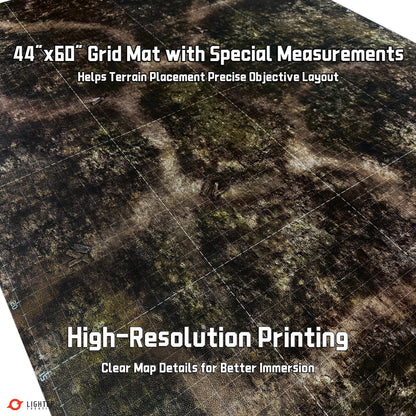 44'' x 60'' Battle Mat Gridded War-Gaming Mat for WHAoS - Made of Synthetic Leather, 1.1mm Thickness (Blighted Gloommoor)