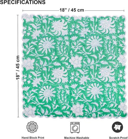 Ridhi Mint Green Cloth Napkins 100% Pure Cotton Farmhouse Wedding Dinner Napkins for Easter, Thanksgiving, Holiday Daily Wedding uses Napkins (4-20x20 Dinner Napkin)