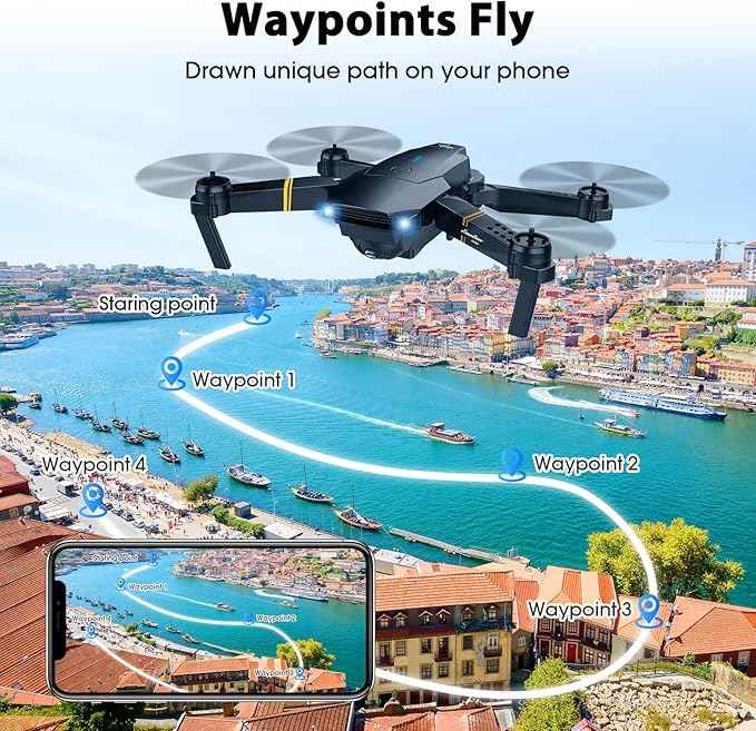 Drones with Camera for Adults Kids, Foldable RC Quadcopter, Helicopter Toys, 1080P FPV Video Drone for Beginners, 2 Batteries, Carrying Case, One Key Start, Altitude Hold,Headless Mode,3D Flips