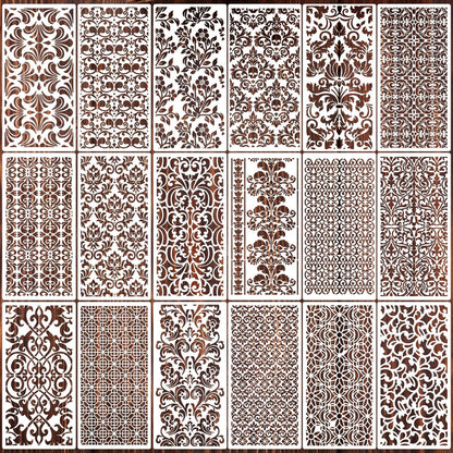 Damask Stencils for Crafts Reusable Texture Stencils Mixed Media Stencil Background Drawing Templates for Painting on Wood Wall Fabrics Crafts Furniture
