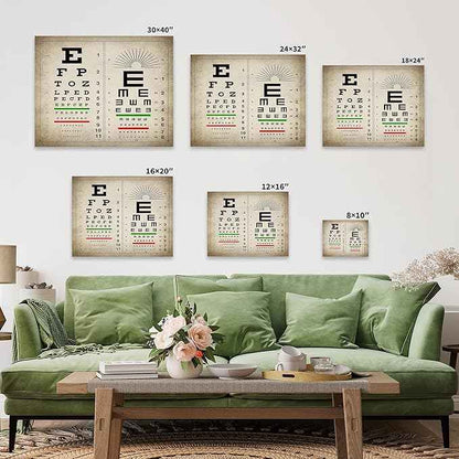 Poster Master Vintage Eye Chart Canvas - Retro Vision Test Print - Medical Art - Gift for Men, Women & Doctor - Optical Wall Decor for Office, Hospital or Clinic - 16x20 White Framed Canvas