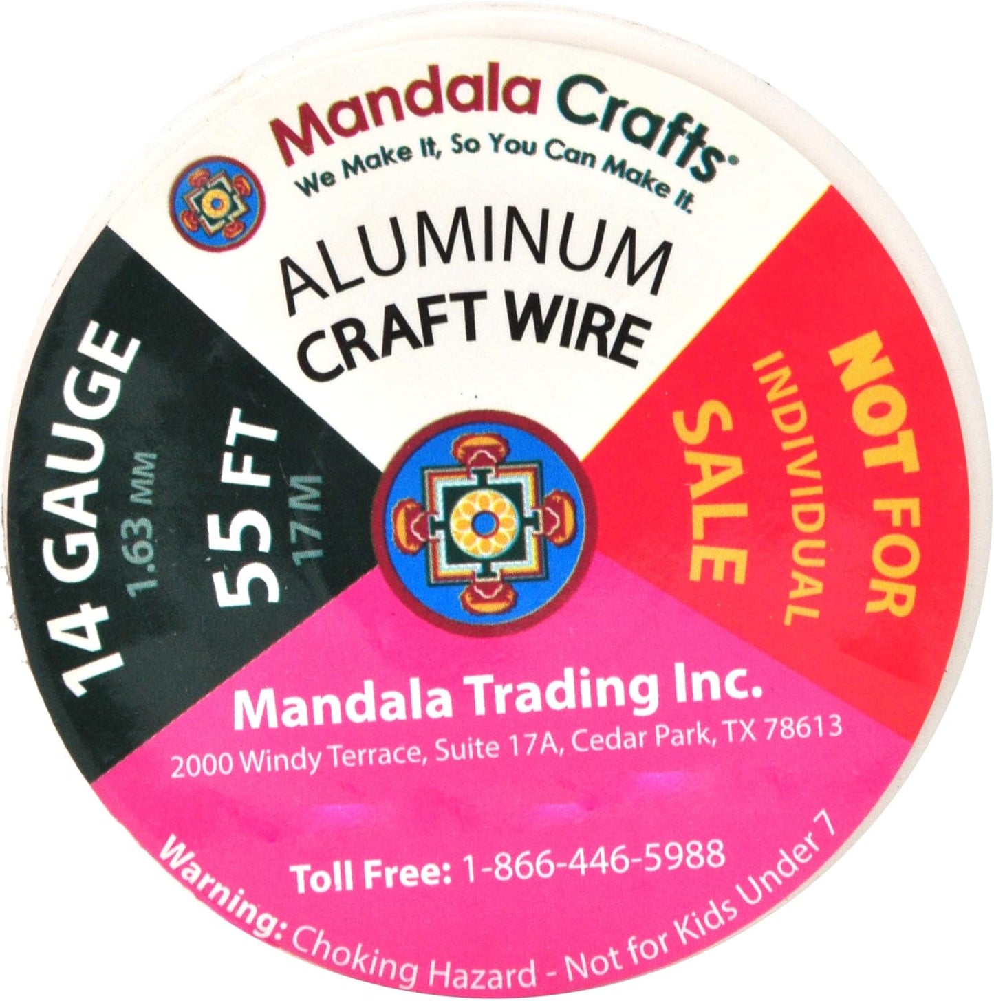 Mandala Crafts 14 Gauge Anodized Aluminum Craft Wire for Jewelry Making – 330 FT Colored Flexible Silver Combo Wire - Bendable for Bonsai Armature Crafting Sculpting - Crafty Corner