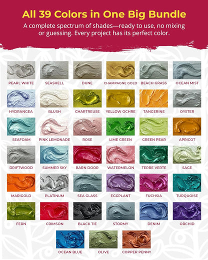 The Crafter's Workshop Stencil Butter — Boutique Texture Paste Gift Set for Artists & Crafters — Metallic Texture Paste for Canvas, Journals, DIY Cards — 39 Piece Set