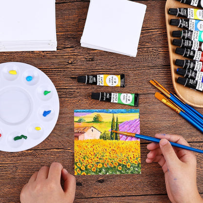 ESRICH Small Canvases for Painting 6x6 inch, 12 Pack Canvas Boards Cotton Painting Canvas Primed Acid Free Mini Blank Canvas Panels for Oil Paint,Watercolor,Acrylic Paint,Gouache&Tempera., White